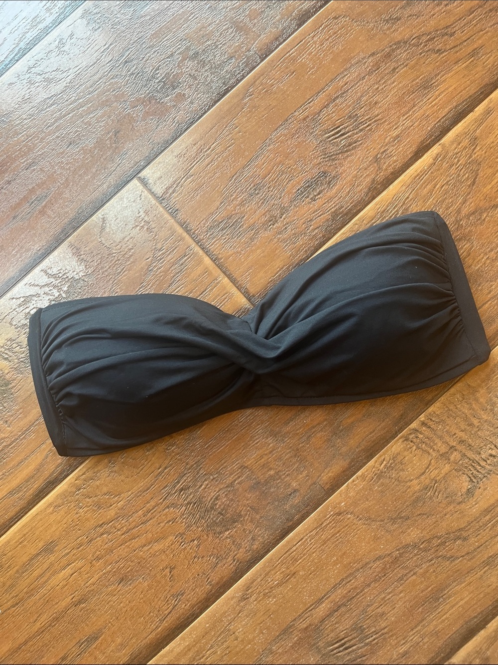 Anne Cole Black Bandeau Swim Top - Classic Strapless Bikini - Size Large
